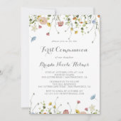 Colorful Dainty Wild Blume Erste Kommune Einladung (Vorderseite)