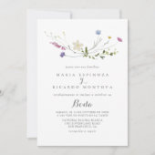 Colorful Dainty Wild Blume Spanische Hochzeit Einladung (Vorderseite)