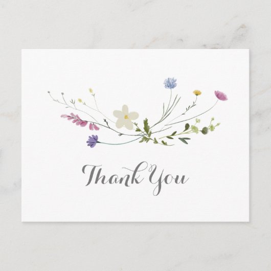 Colorful Dainty Wild Blume Vielen Dank Postkarte (Vorderseite)