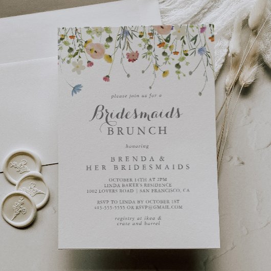 Colorful Dainty Wild Bridesmaids Brunch Dusche Einladung