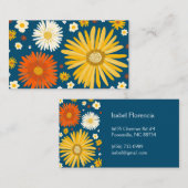 Colorful Daisies Deep Blue Visitenkarte (Vorne/Hinten)