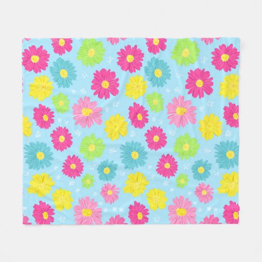 Colorful Daisies Fleecedecke (Vorderseite (Horizontal))