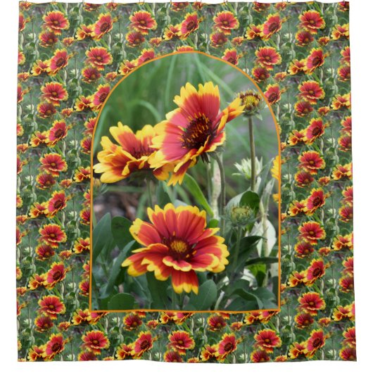 Colorful Daisies Flower Pattern Nature  Duschvorhang (Vorderseite)