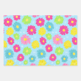 Colorful Daisies Geschenkpapier Set