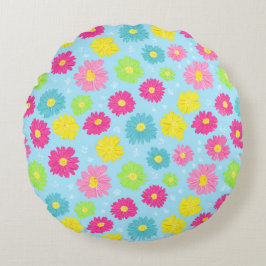 Colorful Daisies Rundes Kissen
