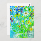 Colorful Daisy Bouquet Danke, Green Postkarte (Vorne/Hinten)