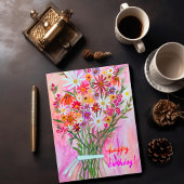 Colorful Daisy Bouquet Happy Birthday Postkarte