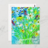 Colorful Daisy Bouquet Viel Glück Postkarte (Vorne/Hinten)
