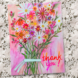 Colorful Daisy Bouquet Vielen Dank Postkarte
