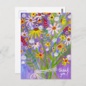 Colorful Daisy Bouquet Vielen Dank Postkarte (Vorne/Hinten)