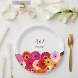 Colorful Daisy Florals Wedding Pappteller