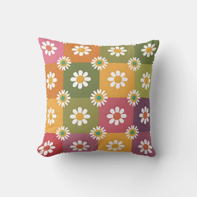 Colorful Daisy Patchwork Kissen (Vorderseite)