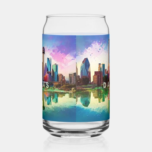 Colorful Dallas Skyline Dosenglas (Links)