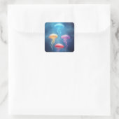 Colorful Dancing Jellyfish Quadratischer Aufkleber (Tasche)