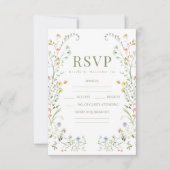 Colorful delicate meadow flower Wedding RSVP cards Karte (Vorderseite)