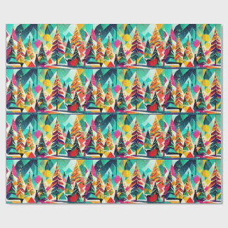 Colorful design of Christmas trees Geschenkpapier