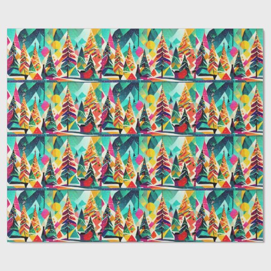 Colorful design of Christmas trees Geschenkpapier (Flach)