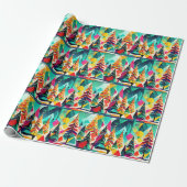Colorful design of Christmas trees Geschenkpapier (Ungerollt)