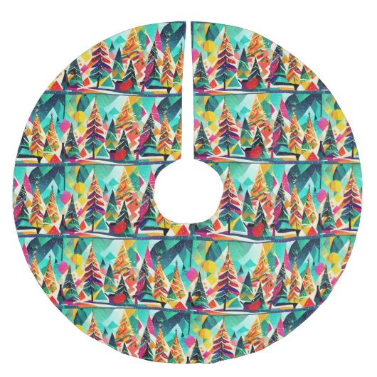 Colorful design of Christmas trees Polyester Weihnachtsbaumdecke (Vorderseite)