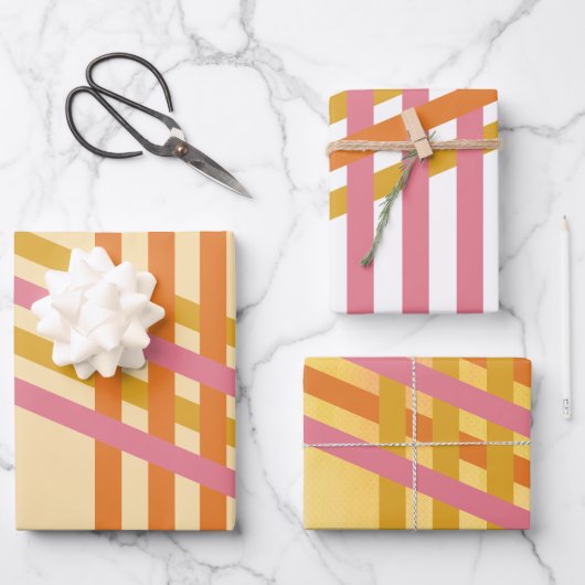 Colorful Diagonal Stripes Generic Gift Geschenkpapier Set (Vorderseite)