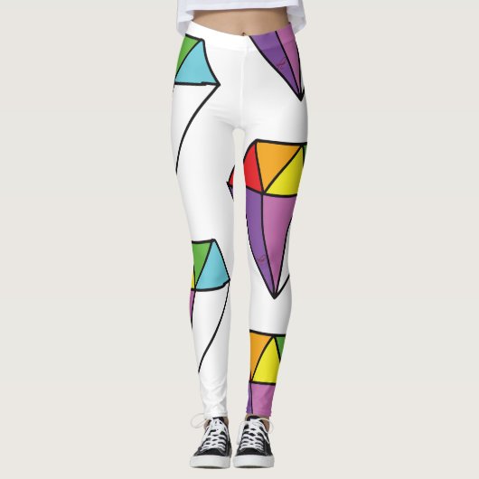 Colorful Diamond Cute Drawing Leggings (Vorderseite)