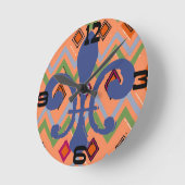 Colorful Diamonds Blue Lilie Runde Wanduhr (Winkel)