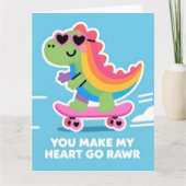 Colorful Dino Love Funny Valentine Card Karte (Vorderseite)
