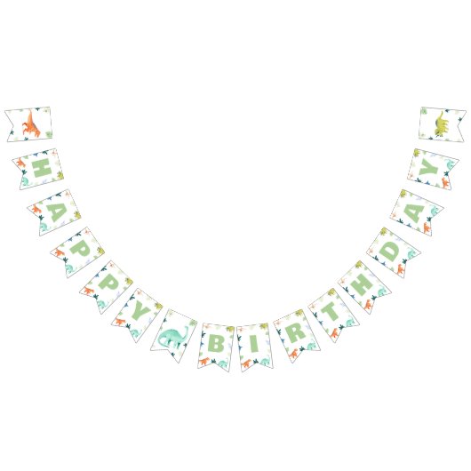 Colorful Dinosaur Birthday Bunting Dino Party Wimpelkette (Alle)