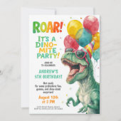 Colorful Dinosaur Birthday Party Design Einladung (Vorderseite)