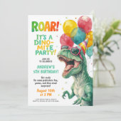 Colorful Dinosaur Birthday Party Design Einladung (Stehend Vorderseite)