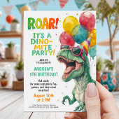 Colorful Dinosaur Birthday Party Design Einladung
