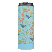Colorful dinosaur cartoon blue pattern name  thermosbecher (Rückseite)