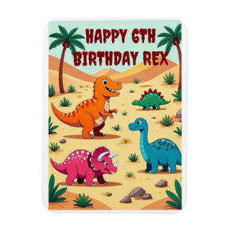 Colorful Dinosaur Geburtstagsparty Einladungskarte Magnet