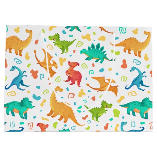 Colorful Dinosaur Pary Große Geschenktüte (Rückseite)