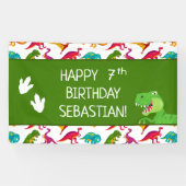 Colorful Dinosaur Pattern T-Rex Birthday Party Banner (Horizontal)