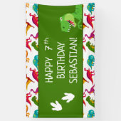 Colorful Dinosaur Pattern T-Rex Birthday Party Banner (Vertikal)