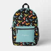 Colorful dinosaur pattern turquoise black name  bedruckter rucksack (Vorderseite)