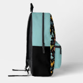 Colorful dinosaur pattern turquoise black name  bedruckter rucksack (Links)