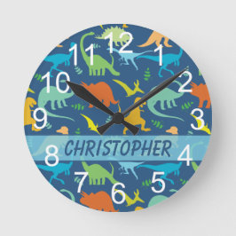 Colorful Dinosaur Runde Wanduhr