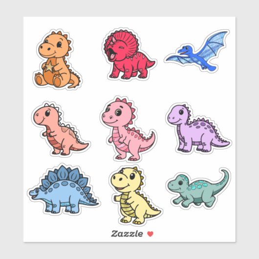 Colorful Dinosaur Stickers for Kids - Fun & Unique Aufkleber (Blatt)