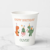 Colorful Dinosaur T-Rex Kids Birthday Paper Cups Pappbecher (Vorderseite)