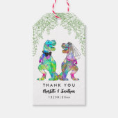 Colorful Dinosaur Themed Wedding Vielen Dank Geschenkanhänger (Vorderseite)