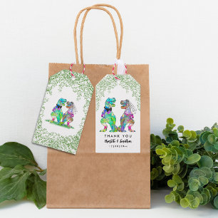 Colorful Dinosaur Themed Wedding Vielen Dank Geschenkanhänger