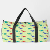 Colorful dinosaurs pattern on green duffle bag (Rückseite)