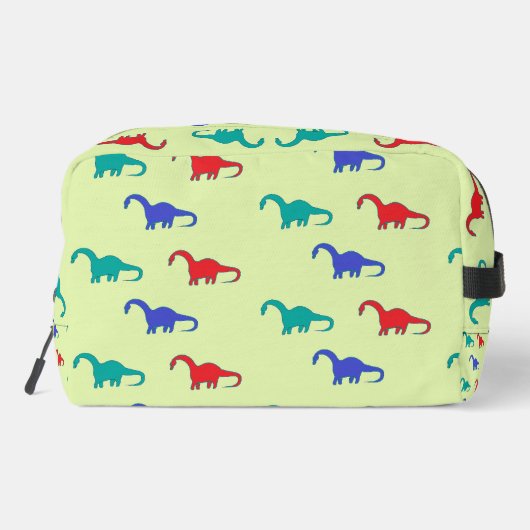 Colorful dinosaurs pattern on green waschbeutel (Rückseite)