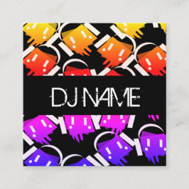 Colorful DJ Business Music Producer Neon Quadratische Visitenkarte