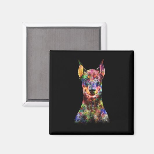 Colorful Doberman Dog Magnet (Vorderseite/Rückseite)