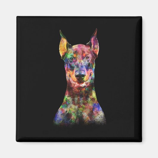 Colorful Doberman Dog Magnet (Vorne)
