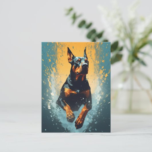 Colorful Doberman Postkarte (Stehend Vorderseite)