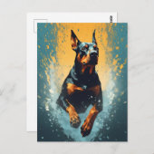 Colorful Doberman Postkarte (Vorne/Hinten)